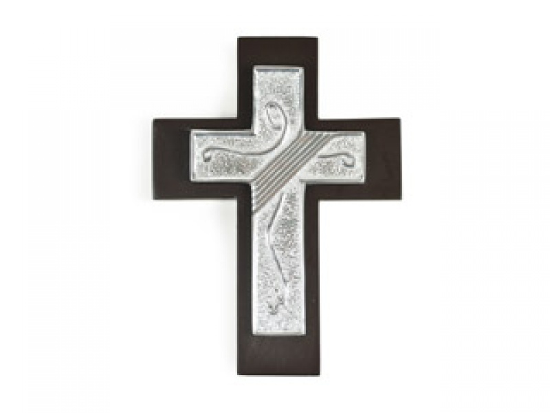 CRUZ JESUS LINEAS MADERA CHOCOLATE MED